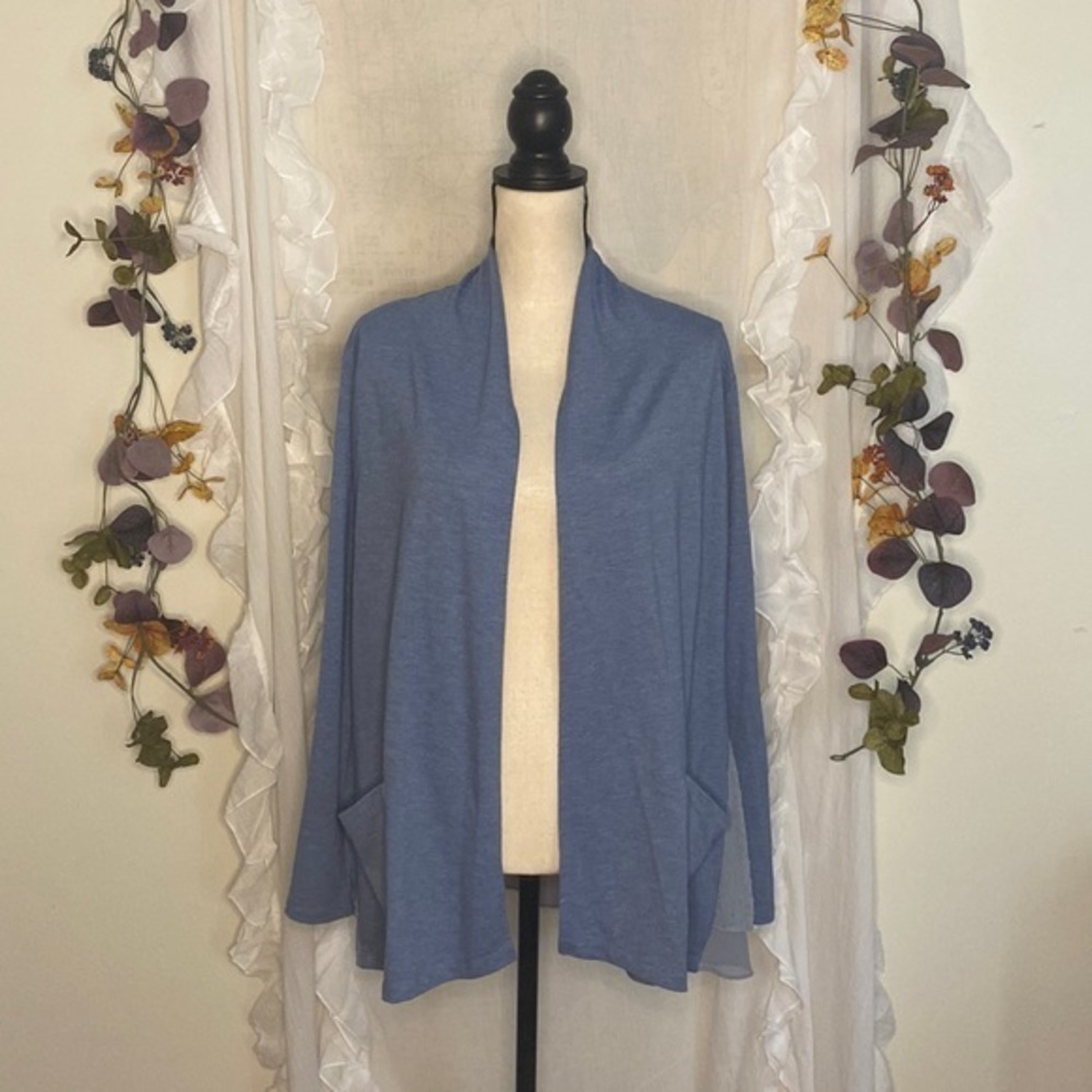 LOGO‎ Lounge Periwinkle Open Front Cardigan Size XS